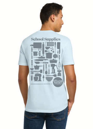 School Supplies Shirt - Light Blue, Adult