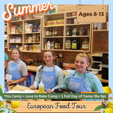 European Food Tour Camp - July 16th-19th (Tues.-Fri.) Ages 8-13 (1:30-5p)